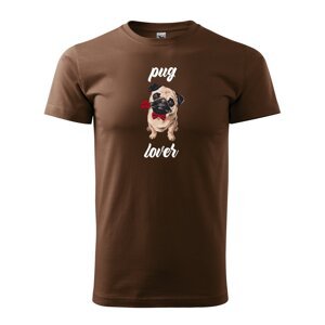 Tričko s potiskem Pug lover - hnědé 2XL