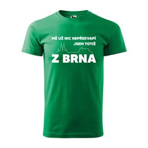 Tričko s potiskem Mě už nic nepřekvapí, jsem z Brna - zelené XL