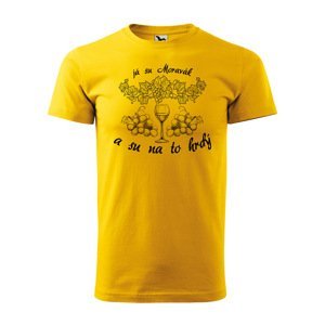 Tričko s potiskem Já su Moravák - žluté L