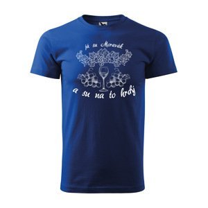 Tričko s potiskem Já su Moravák - modré XL