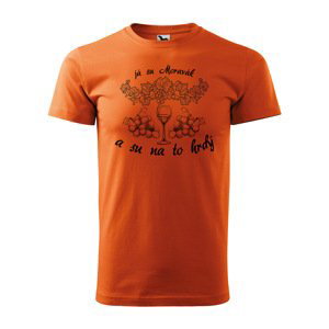 Tričko s potiskem Já su Moravák - oranžové XL
