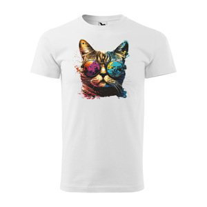 Tričko s potiskem Cool Cat - bílé XL