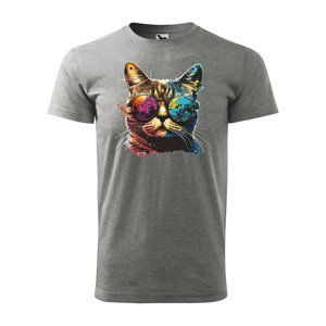 Tričko s potiskem Cool Cat - šedé 2XL