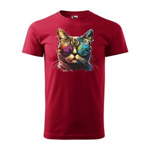 Tričko s potiskem Cool Cat - červené 2XL
