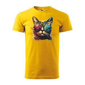 Tričko s potiskem Cool Cat - žluté XL