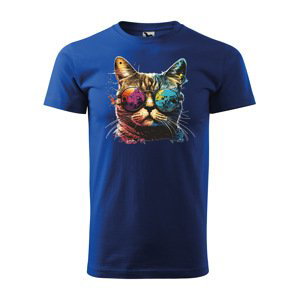 Tričko s potiskem Cool Cat - modré 2XL