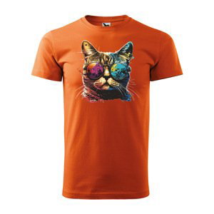 Tričko s potiskem Cool Cat - oranžové 2XL