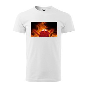 Tričko s potiskem Fire puppet - bílé 2XL