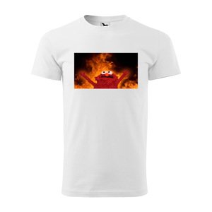 Tričko s potiskem Fire puppet - bílé 4XL