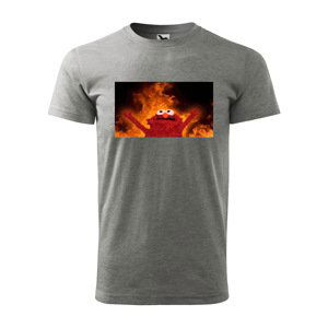 Tričko s potiskem Fire puppet - šedé 3XL