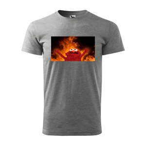 Tričko s potiskem Fire puppet - šedé 5XL