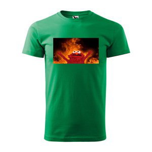 Tričko s potiskem Fire puppet - zelené S
