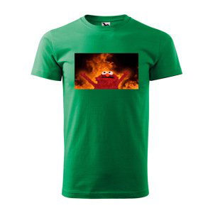 Tričko s potiskem Fire puppet - zelené 2XL