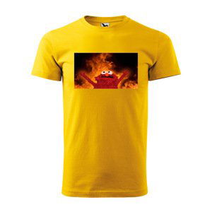Tričko s potiskem Fire puppet - žluté XL