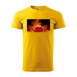 Tričko s potiskem Fire puppet - žluté 4XL