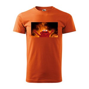 Tričko s potiskem Fire puppet - oranžové 5XL