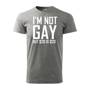 Tričko s potiskem I'm not gay, but... - šedé 2XL