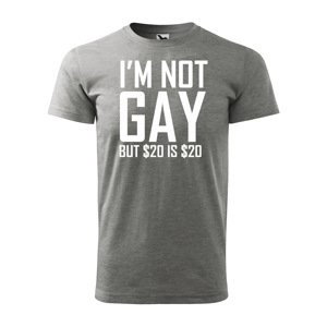 Tričko s potiskem I'm not gay, but... - šedé 4XL