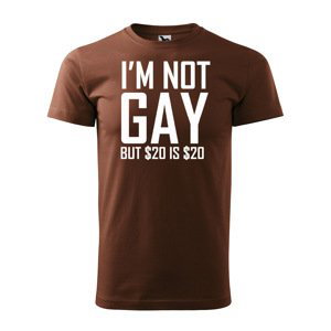 Tričko s potiskem I'm not gay, but... - hnědé L
