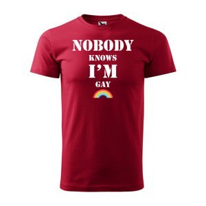 Tričko s potiskem Nobody knows I'm gay - červené M