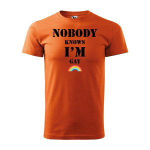 Tričko s potiskem Nobody knows I'm gay - oranžové S