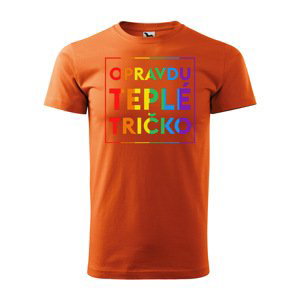 Tričko s potiskem - Opravdu teplé tričko - oranžové XL