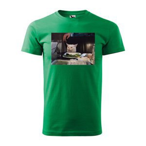 Tričko s potiskem Angry cat meme - zelené M
