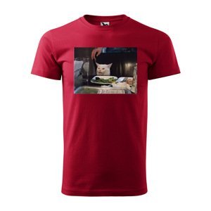 Tričko s potiskem Angry cat meme - červené L