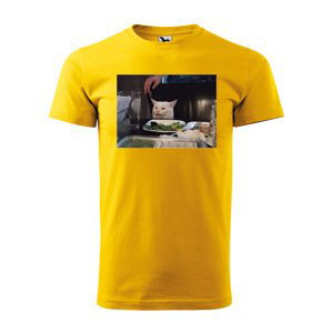 Tričko s potiskem Angry cat meme - žluté M