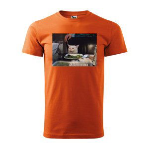 Tričko s potiskem Angry cat meme - oranžové M