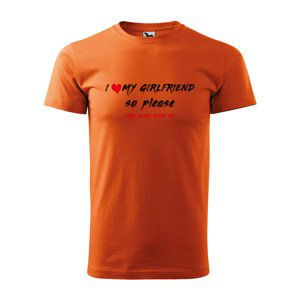 Tričko s potiskem I love my girlfriend - oranžové S
