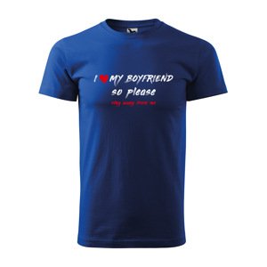 Tričko s potiskem I love my boyfriend - modré 5XL