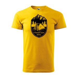Tričko s potiskem V horách jsem doma - žluté 5XL