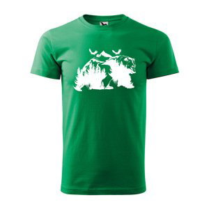 Tričko s potiskem Medvěd - zelené 4XL