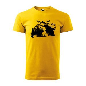 Tričko s potiskem Medvěd - žluté L