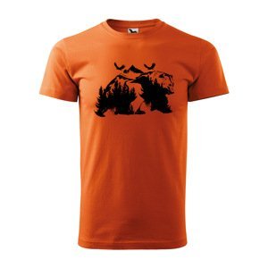 Tričko s potiskem Medvěd - oranžové M