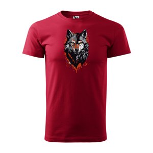 Tričko s potiskem Wolf paint 1 - červené XL