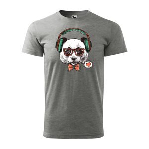 Tričko s potiskem Panda - šedé M