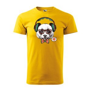 Tričko s potiskem Panda - žluté XL