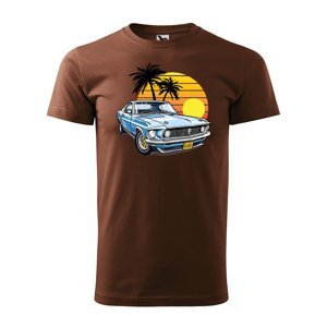 Tričko s potiskem Car Sunshine - hnědé 4XL