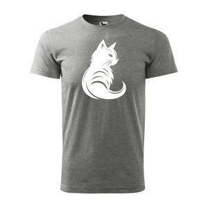 Tričko s potiskem Kočka - šedé M