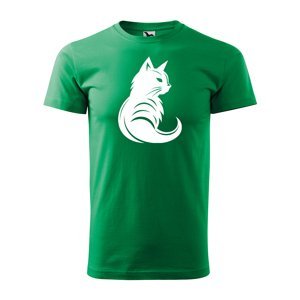 Tričko s potiskem Kočka - zelené L