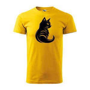 Tričko s potiskem Kočka - žluté S