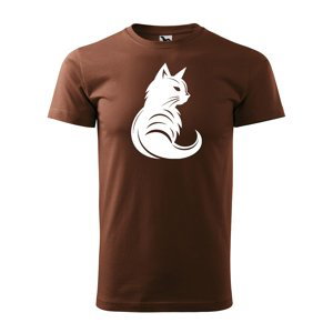 Tričko s potiskem Kočka - hnědé XL