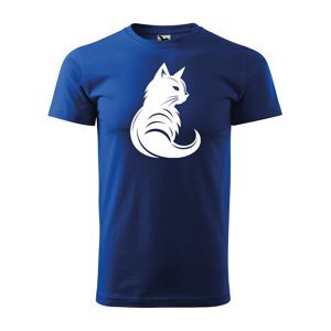 Tričko s potiskem Kočka - modré L
