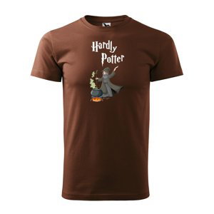 Tričko s potiskem Hardly Potter - hnědé L