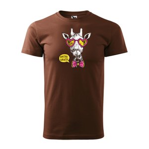 Tričko s potiskem Hipster Giraffe - hnědé 3XL