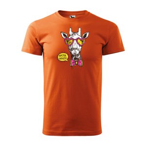 Tričko s potiskem Hipster Giraffe - oranžové L