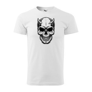 Tričko s potiskem Skull 1 - bílé 4XL