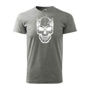 Tričko s potiskem Skull 1 - šedé 4XL